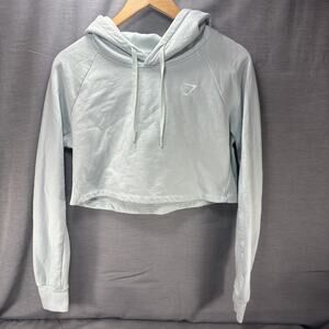 Gymshark Hoodie Women’s Medium Cropped Training Sweatshirt Pullover Blue/green